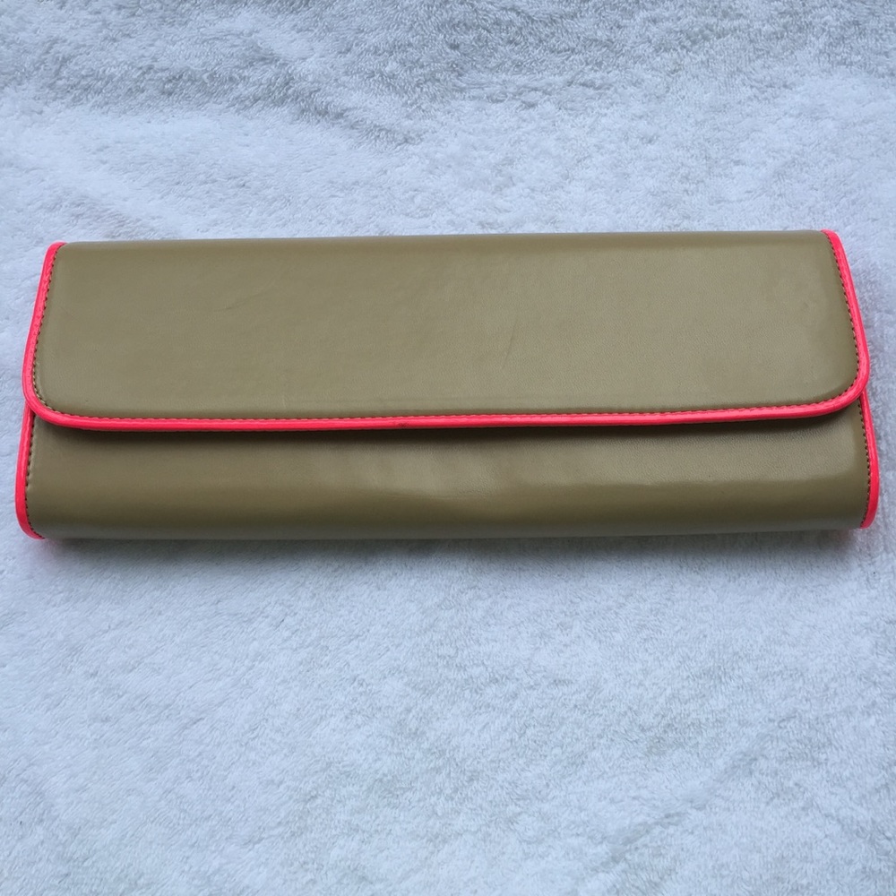 Aldo "Crate" Clutch - Tan and Neon Pink